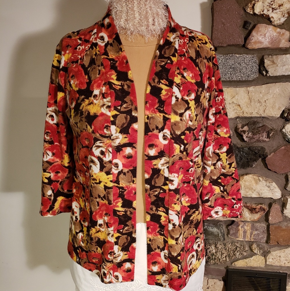 Sweater cardigan orange & gold